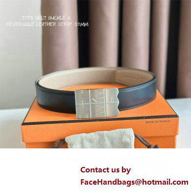 Hermes Typo belt buckle  &  Reversible leather strap 32 mm 05 2023